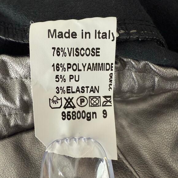 Euro Metallic Silver Faux-Leather Mini Skirt Drawstring Waist Italian Y2K VTG - Picture 5 of 5